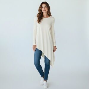 Asymmetrical Long Sleeve Tunic Top white